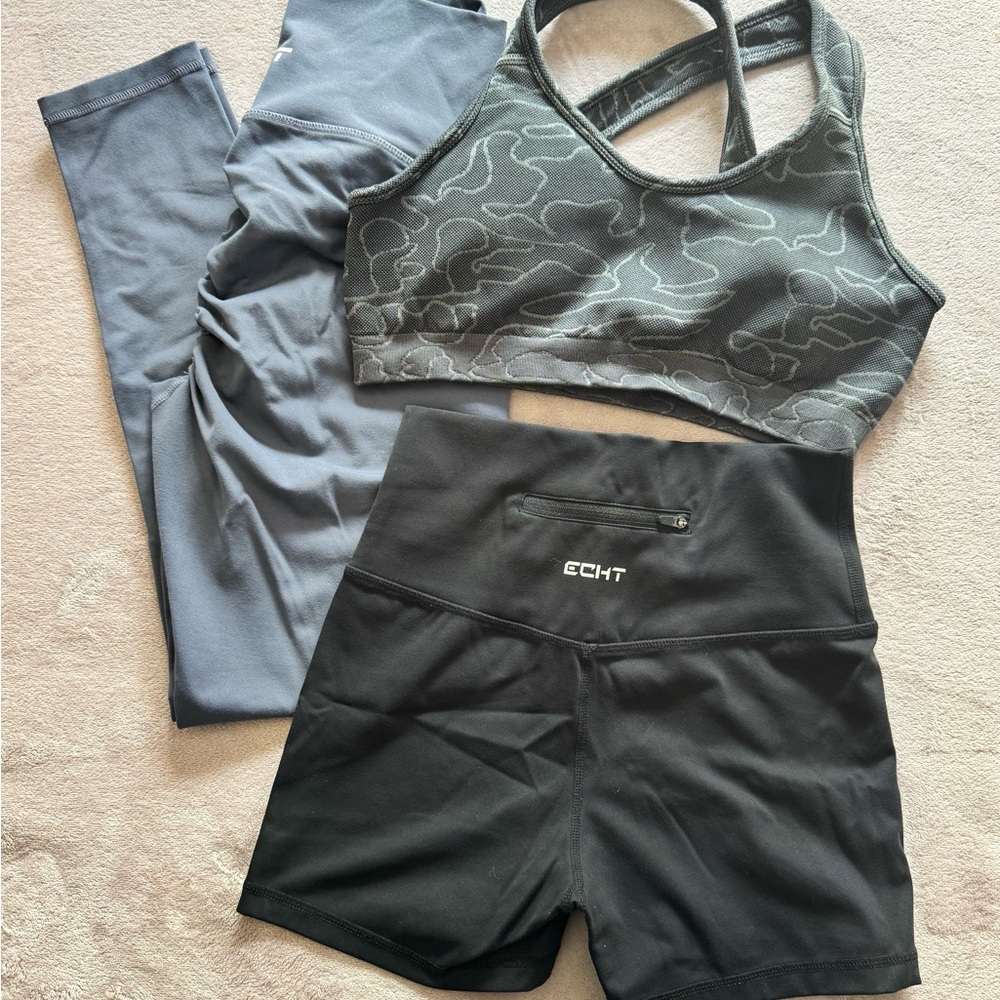 (3) ECHT Activewear Bundle – Leggings M, Bra M, Shorts S
